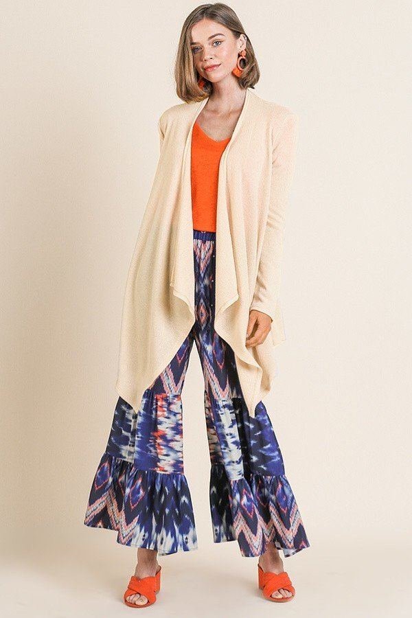 soft knit long sleeve open front cardigan