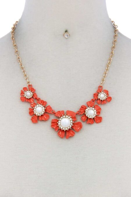 floral pearl bead necklace
