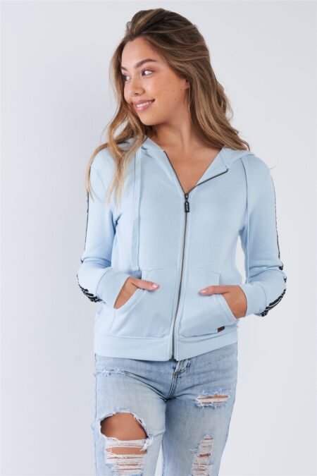 baby blue "i am peace, all of me" graphic long sleeve hoodie