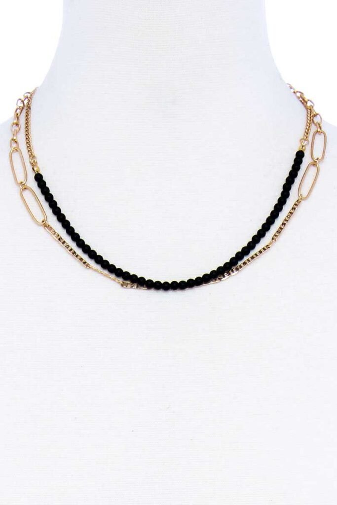 double layer beaded and chain necklace