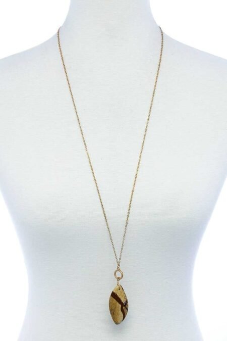 fashion oval stone pendant long necklace