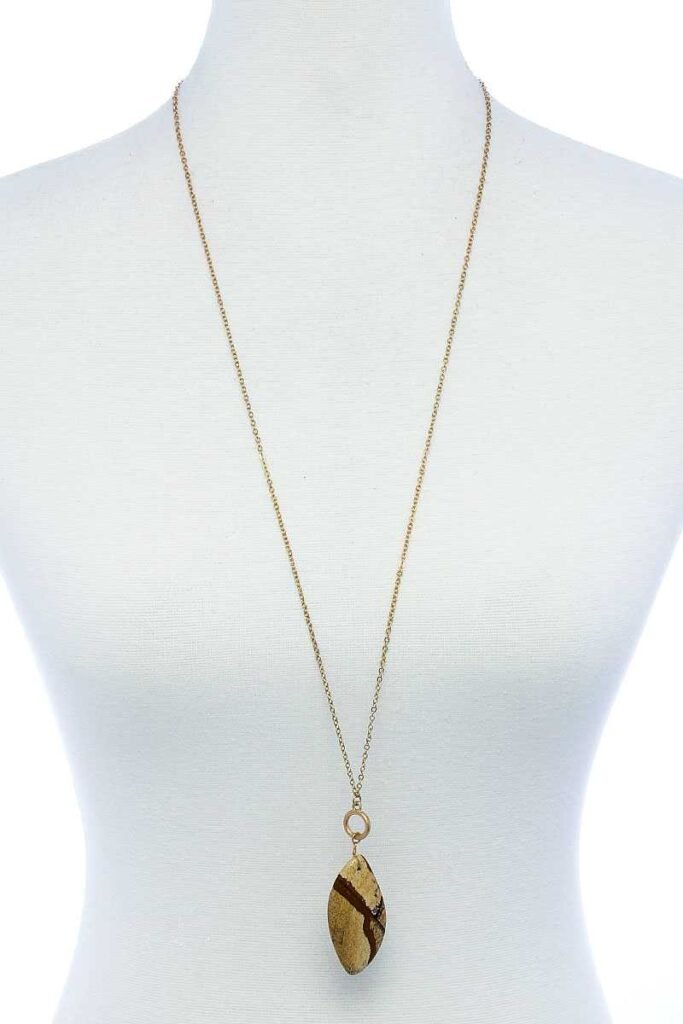 fashion oval stone pendant long necklace