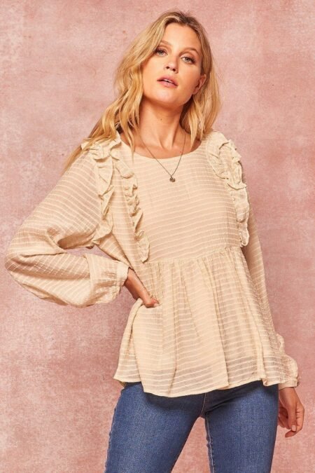 a semi sheer striped woven top