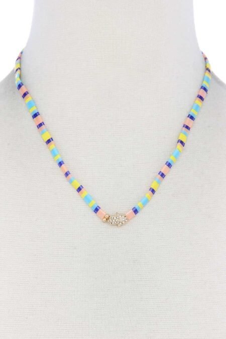 hamsa hand charm color block necklace