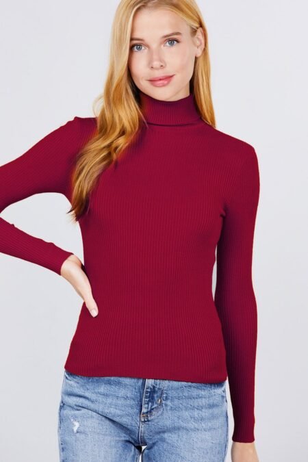 turtle neck viscose rib sweater