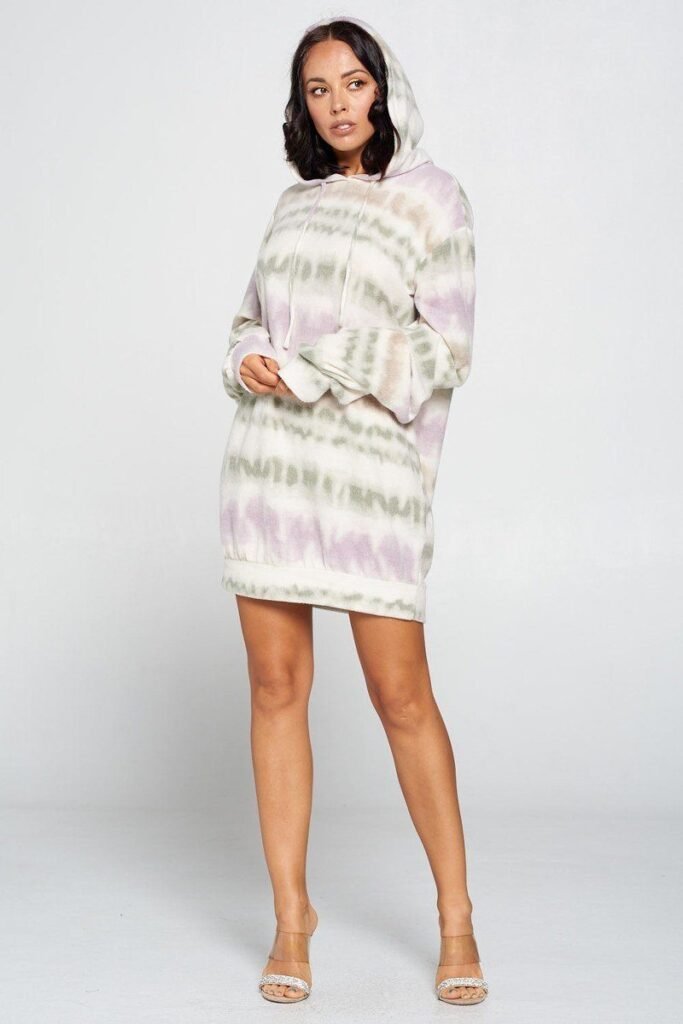 terry brushed print sweater dress