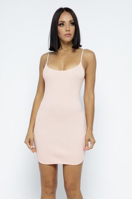 round hem spaghetti strap mini dress