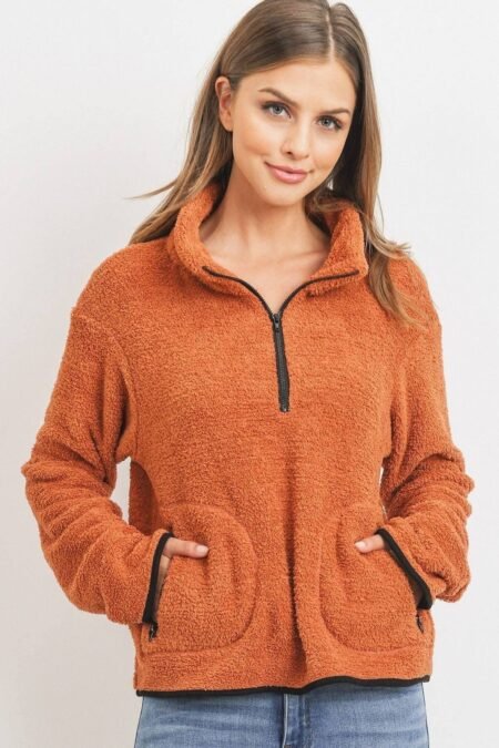 long sleeve half zipper pullover loopie terry