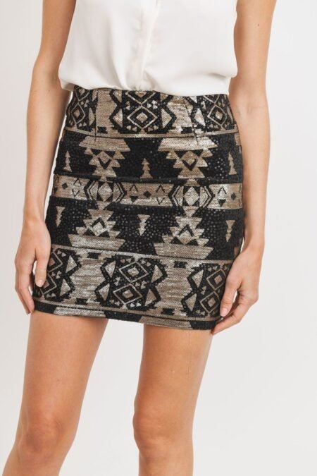 sequence pattern mini skirt