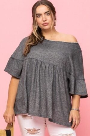 solid french pullover terry woven top