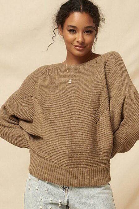 a ribbed knit sweater