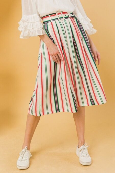 a woven midi skirt