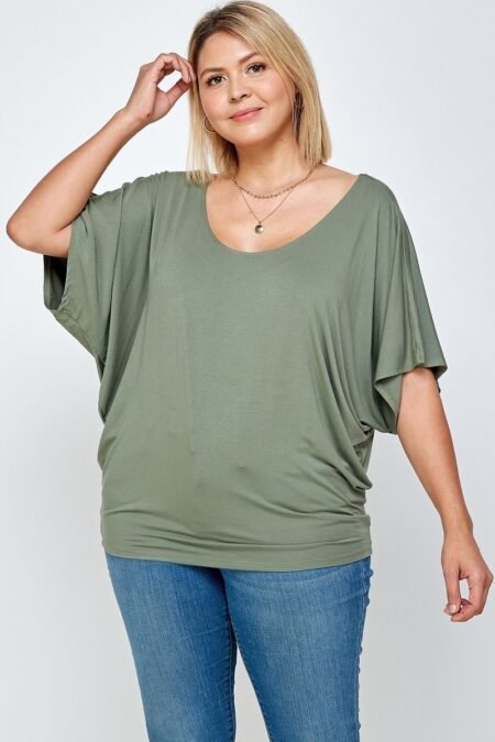 solid knit top, with a flowy silhouette