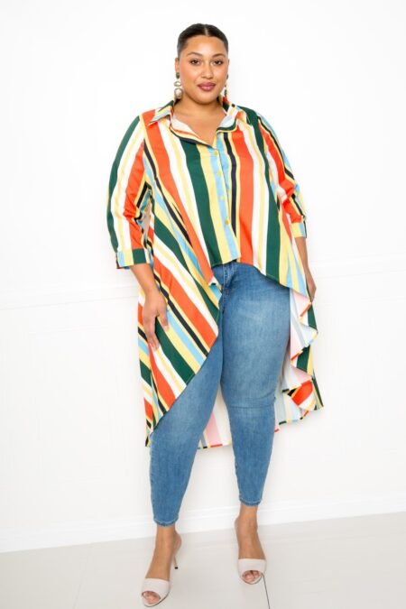 striped hi low shirt