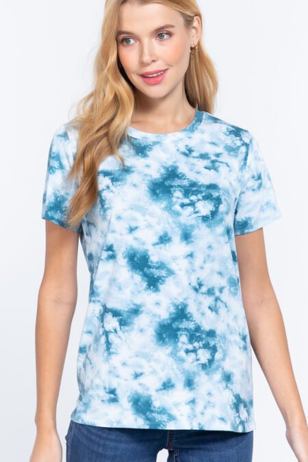 short slv tie dye cotton jersey top