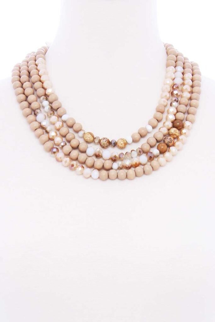 chunky 4 layered bead multi necklace