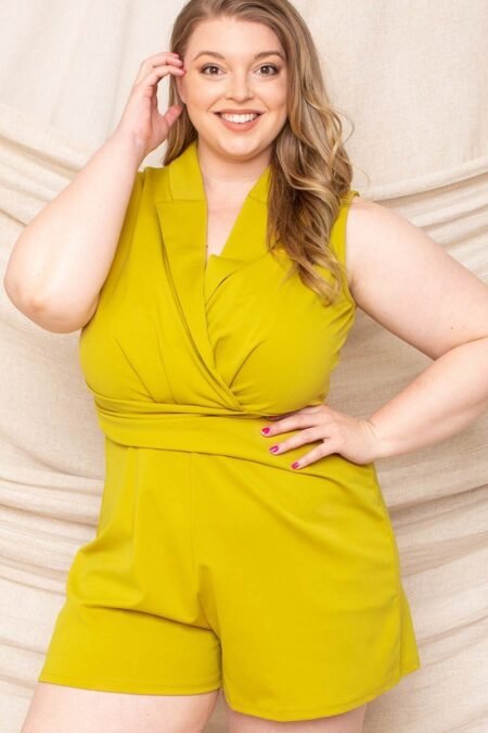 collared neck plus size romper