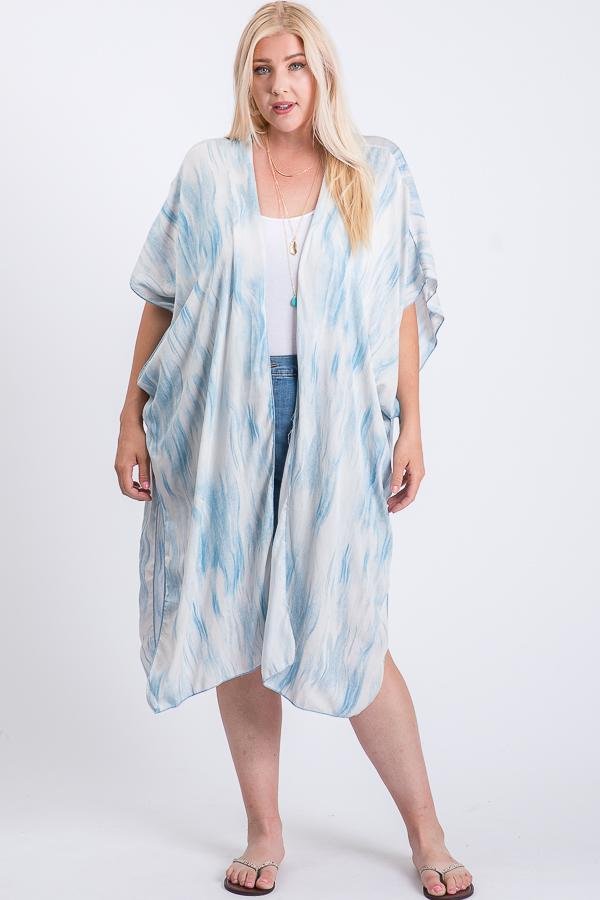 zebra print short sleeve maxi kimono