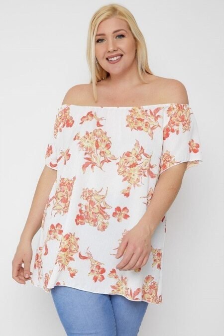 floral print off the shoulder top