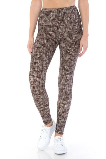 yoga style banded lined multi printed knit legging with high waist