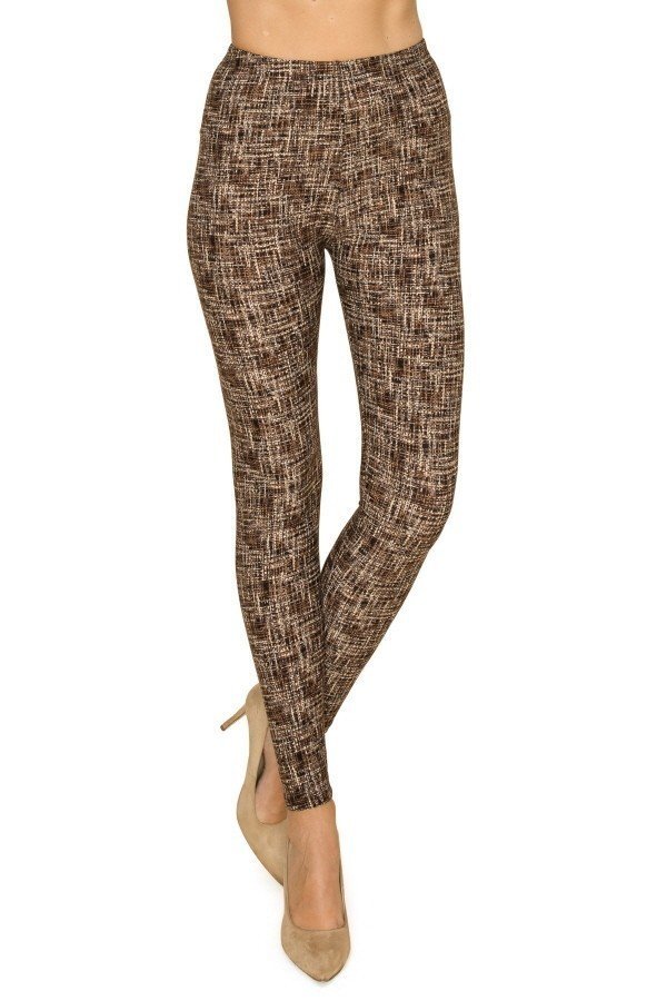 multi print, full length, high waisted leggings in a fitted style with an elastic waistband
