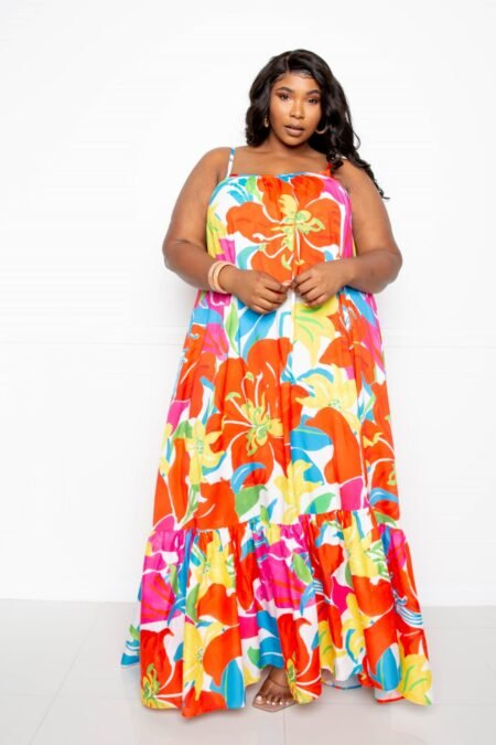 printed voluminous maxi dress