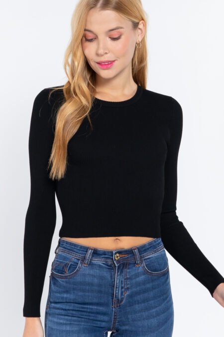 long slv open back sweater top