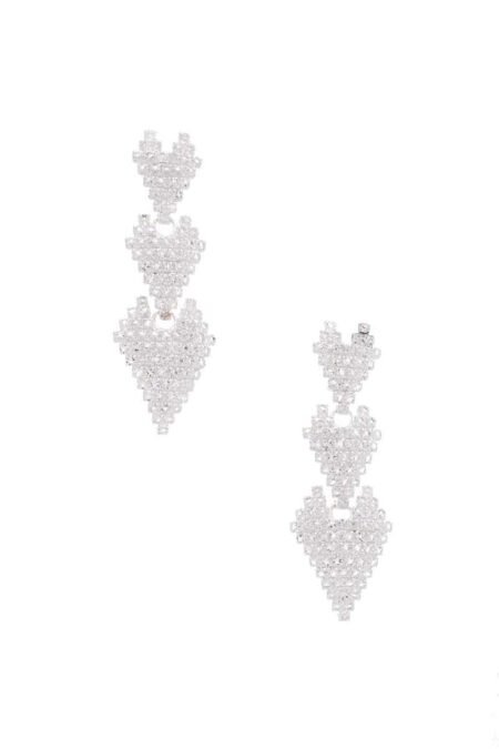 triple rhinestone heart earring