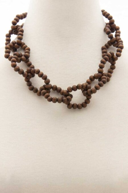 color wood bead o link necklace