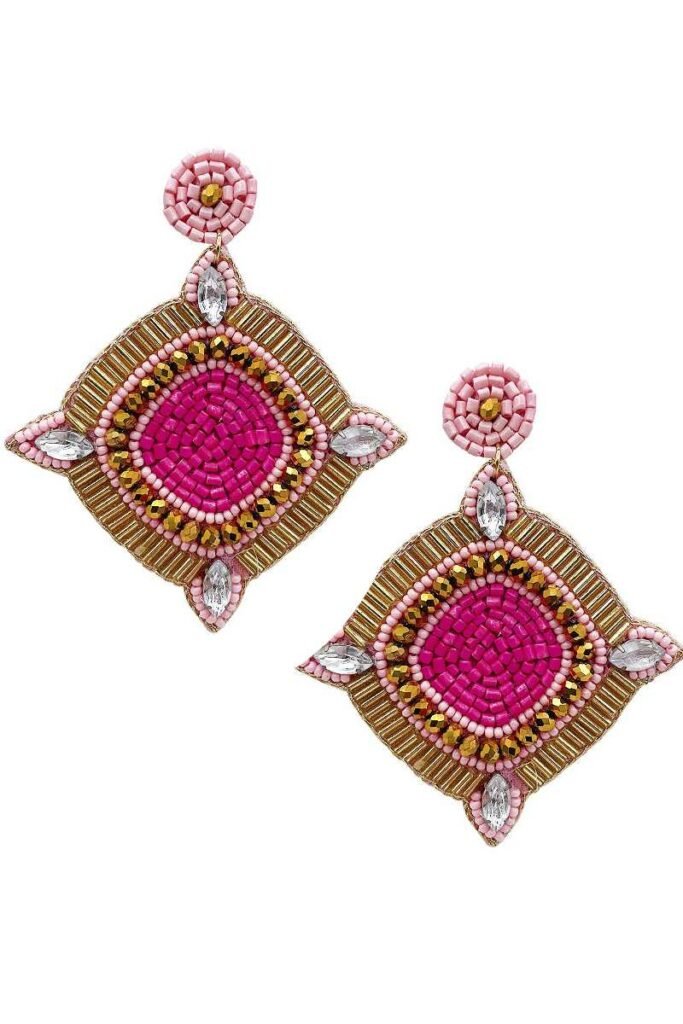 seed crystal bead dangle earring