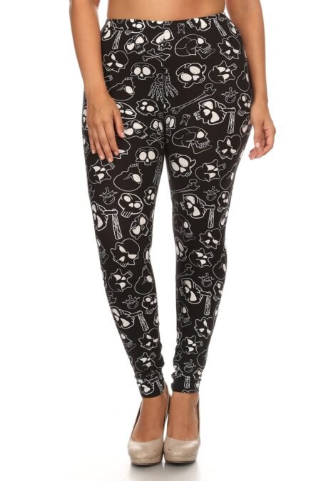 plus size print, full length leggings in a fitted style with a banded high waist