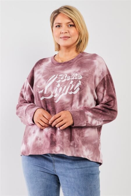 mauve & purple tie dye bleach effect graphic print detail long sleeve sweatshirt