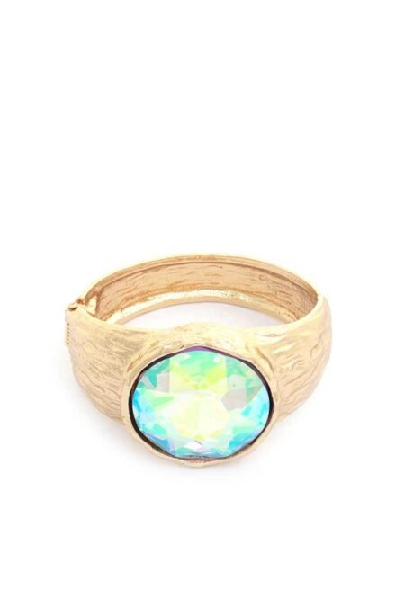 oval crystal metal cuff bracelet