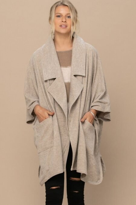 solid knit oversized trench jacket