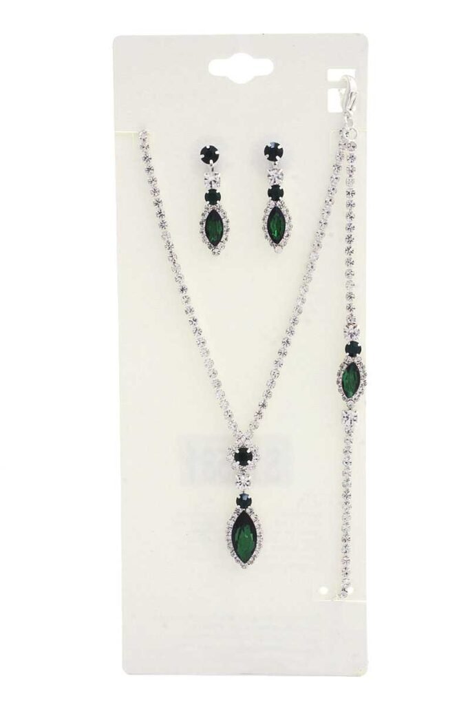 marquise shape rhinestone bracelet necklace set