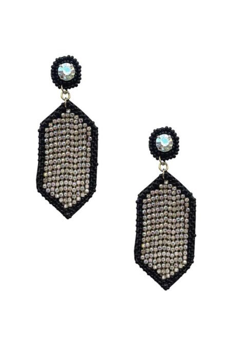 seed bead rhinestone hexagon dangle earring