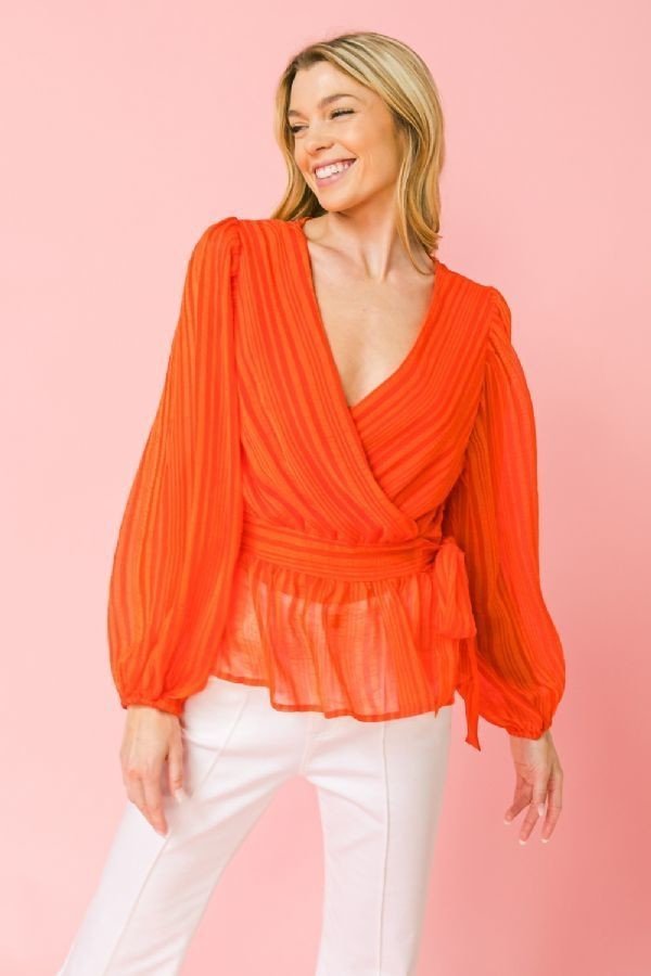 surplice neckline woven top