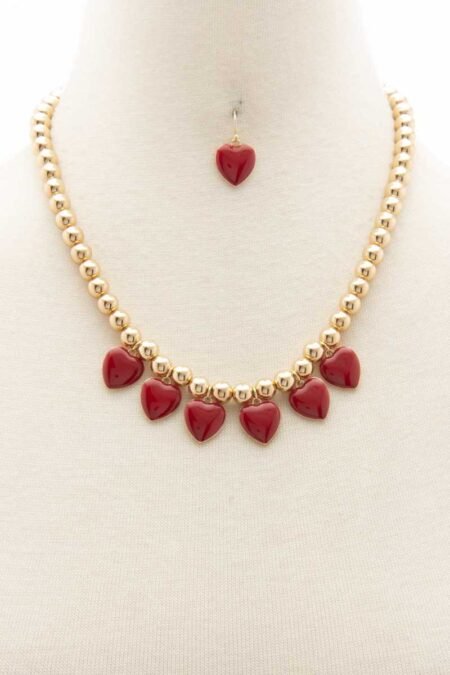 heart ball bead necklace
