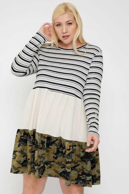 tiered color block dress