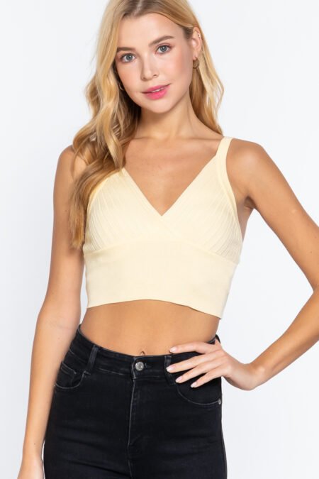 v neck sweater knit crop cami top