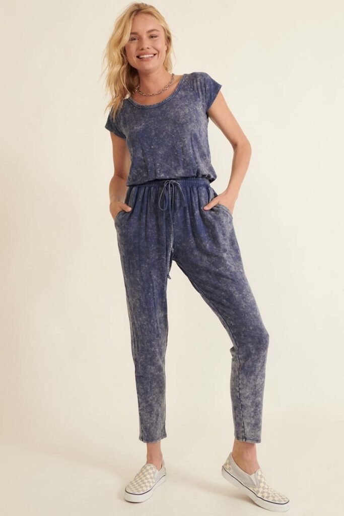 mineral washed finish knit jumpsuit