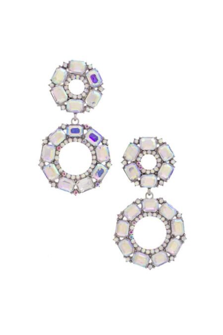 double circle rhinestone earring