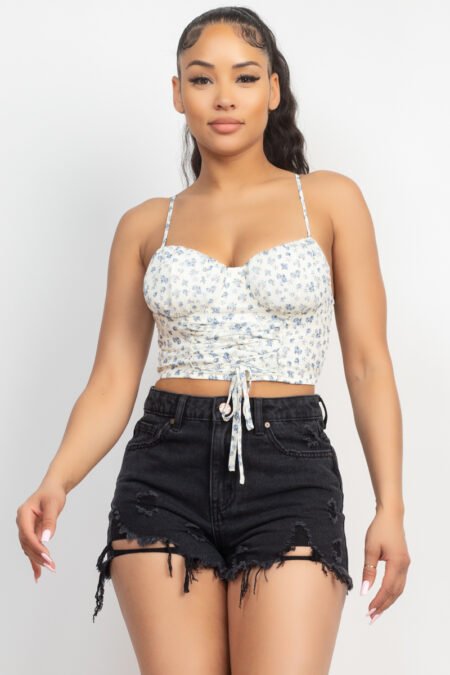 floral ditsy front tie top