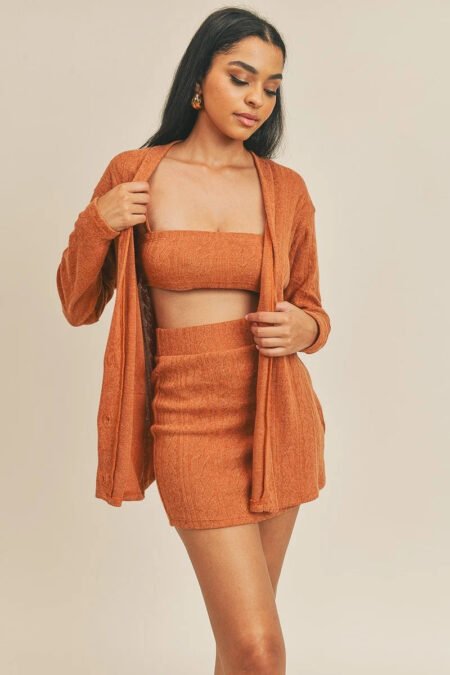 cardigan solid color 3 piece set