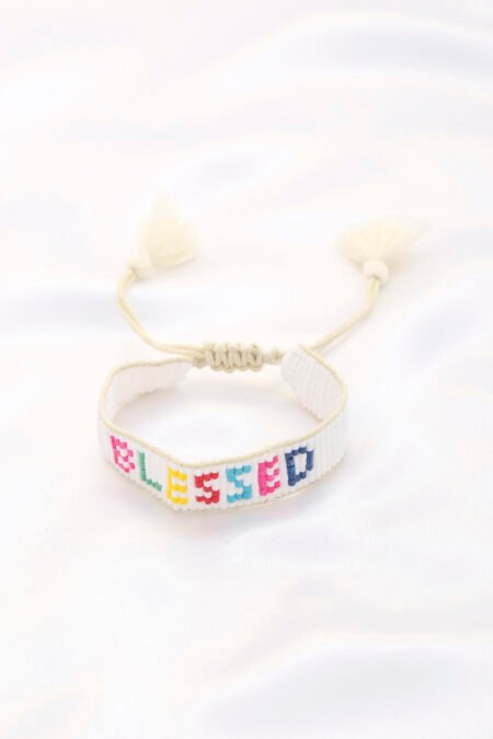 blessed bead pull tie bracelet