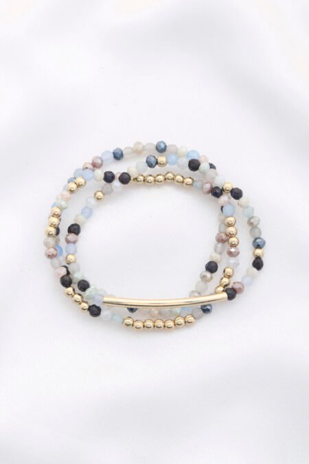 3 row glass bead stretch bracelet