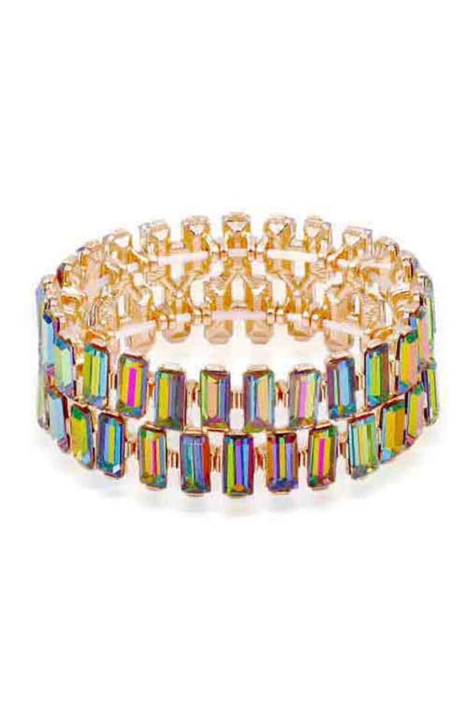 rectangle rhinestone stretch bracelet