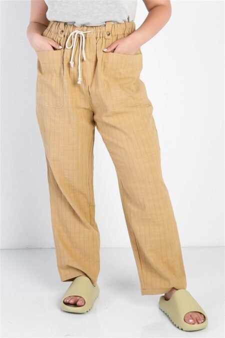 plus textured two pocket pants