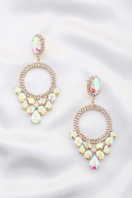 rhinestone oval dangle earring