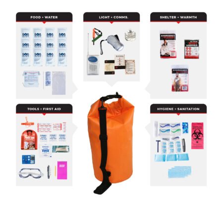 1 person essential survival kit, dry bag